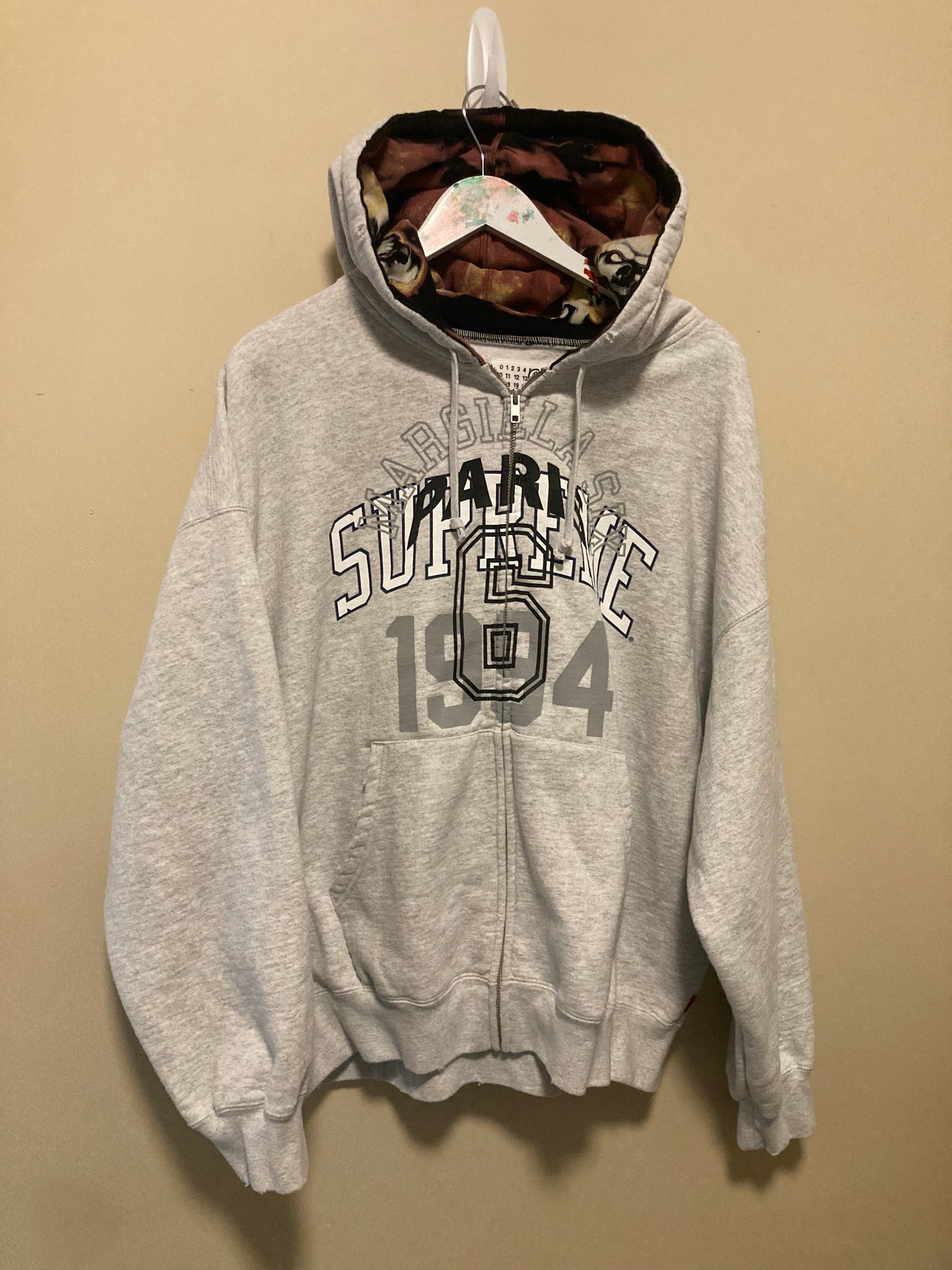 Supreme x MM6 Maison Margiela zip up gray