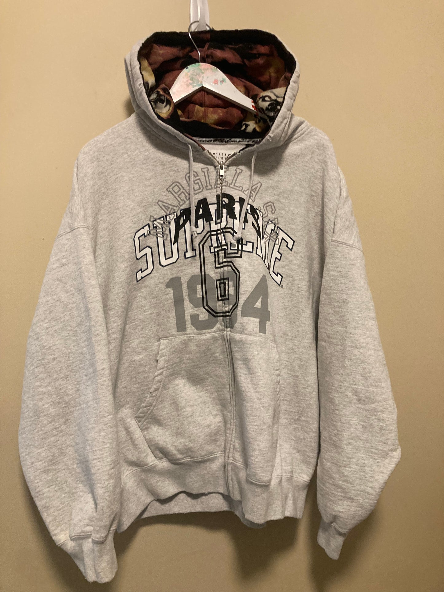 Supreme x MM6 Maison Margiela zip up gray