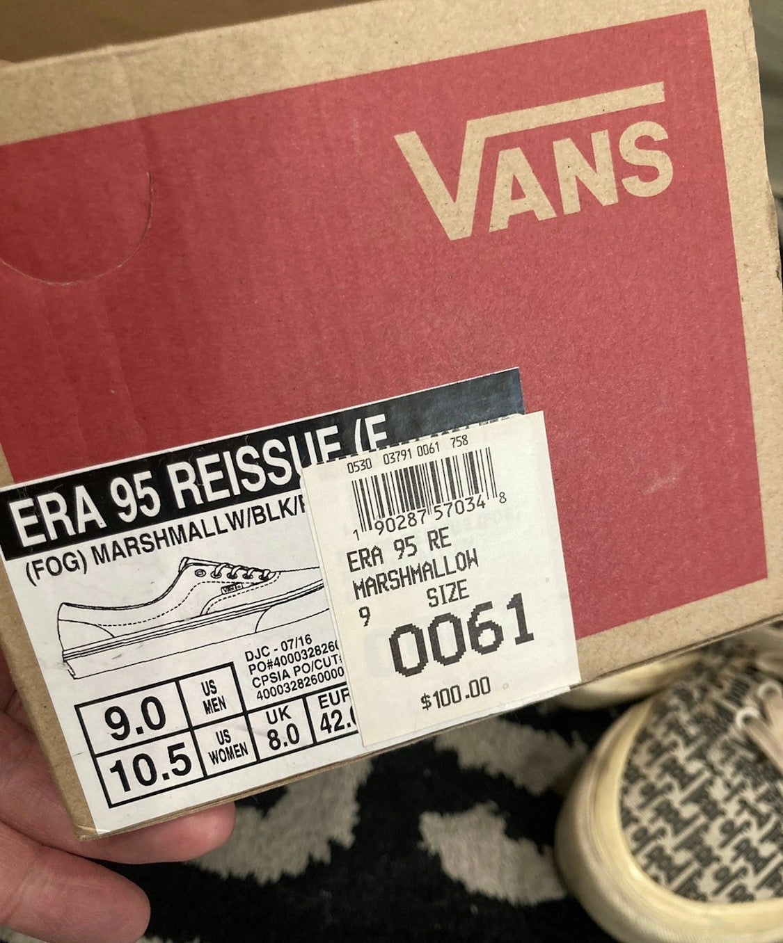 Fear of god x vans OG Era95 reissue size 9