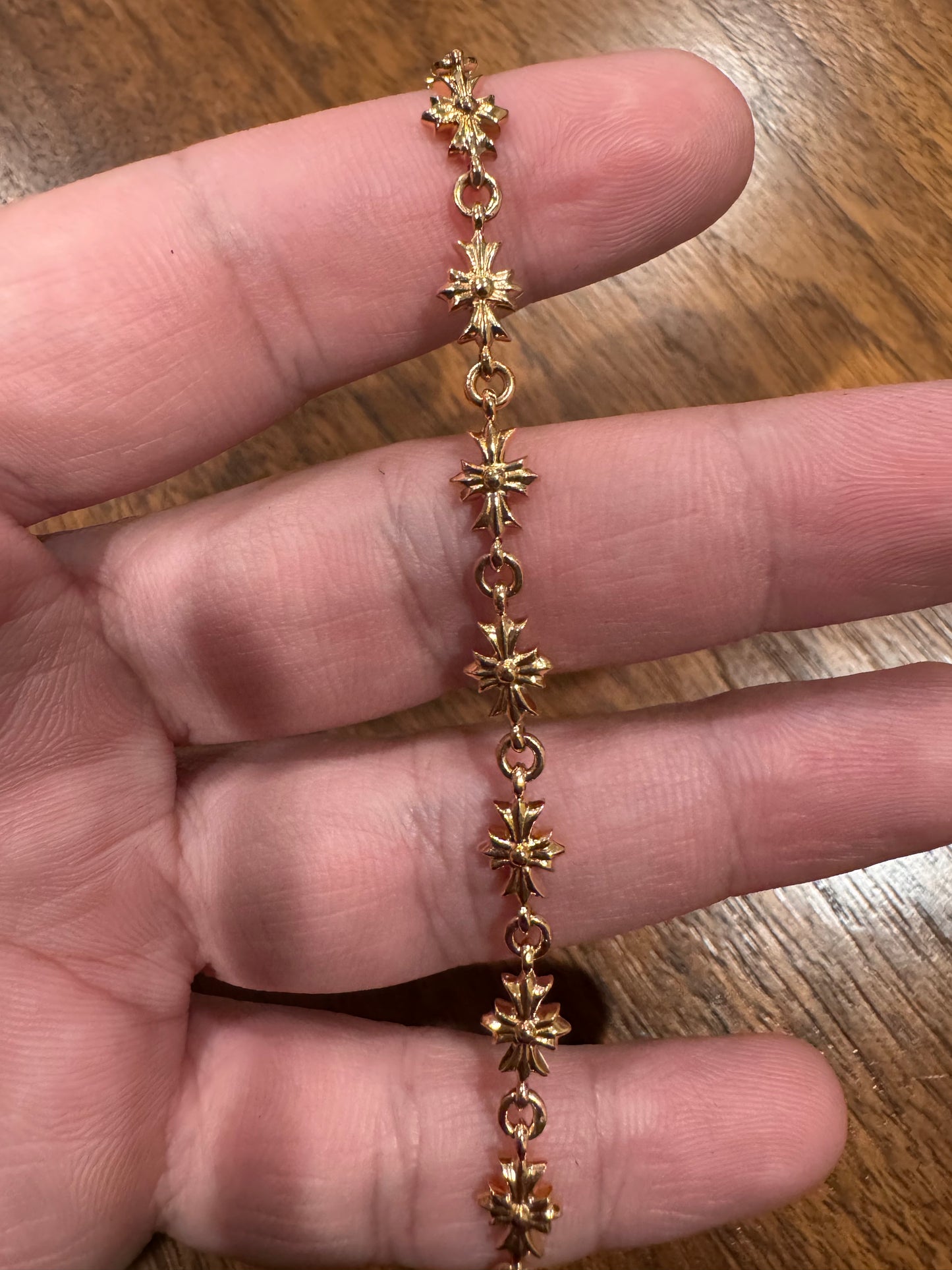 Chrome hearts tiny E 18K gold bracelet 11 link size 6.75inches