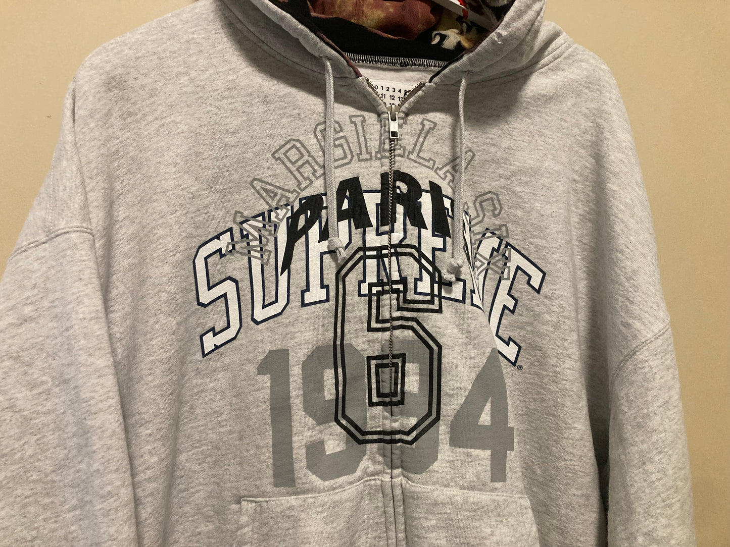 Supreme x MM6 Maison Margiela zip up gray