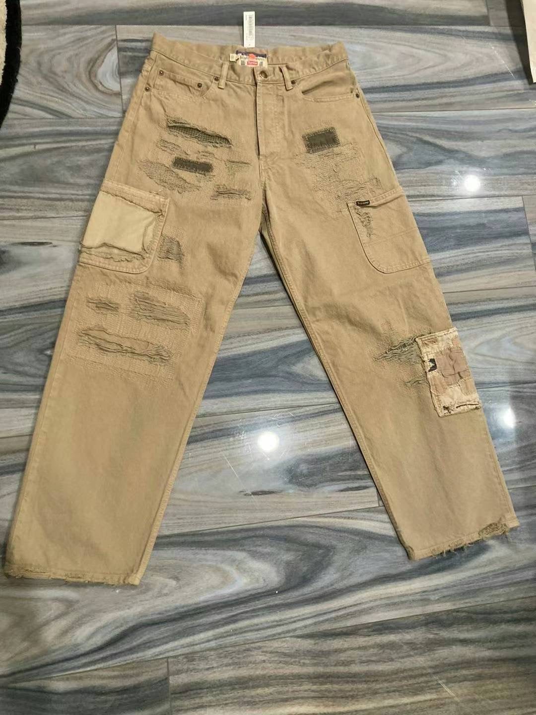 Supreme x blackmeans 2023FW Mended loose fit jeans