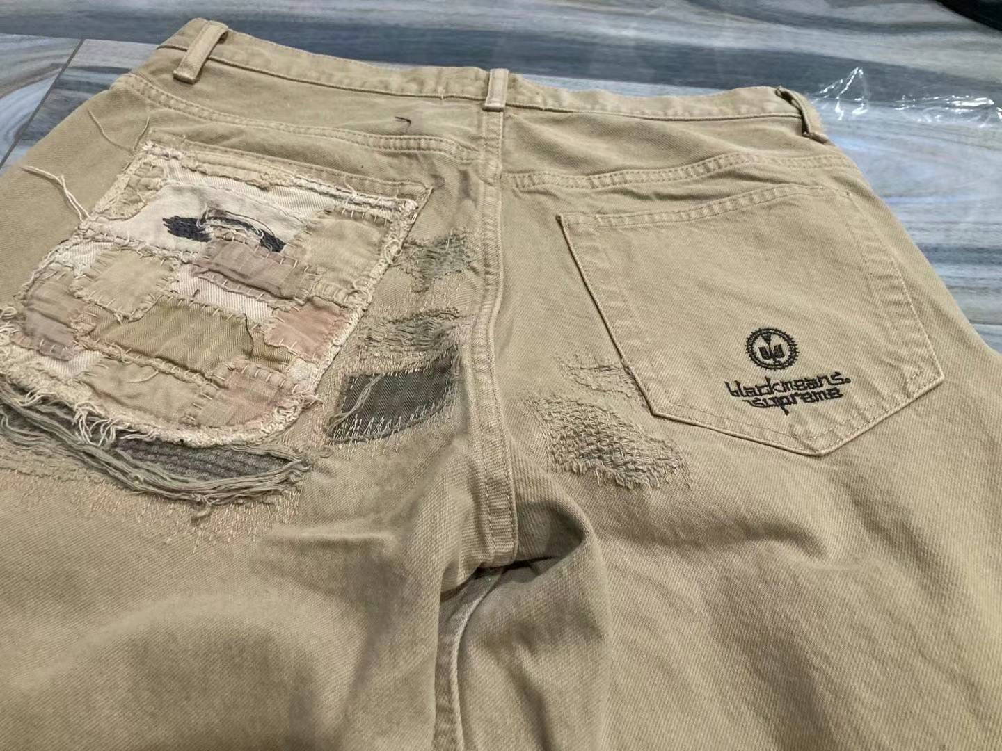 Supreme x blackmeans 2023FW Mended loose fit jeans