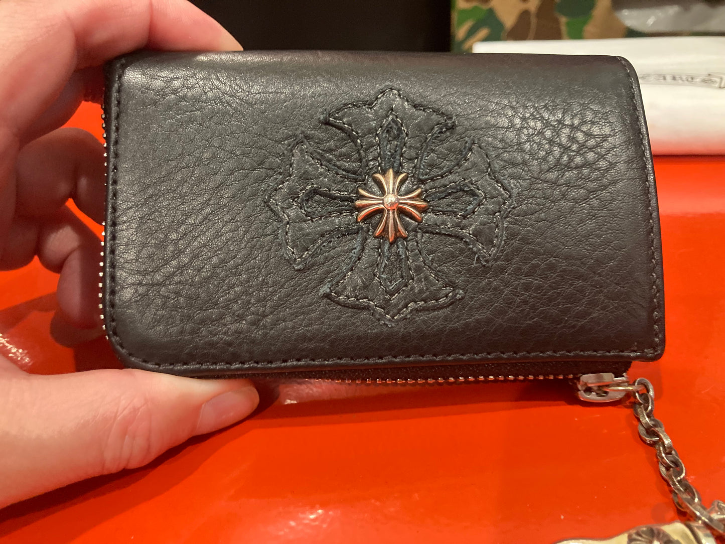 Chrome hearts mini pouch with clip chain