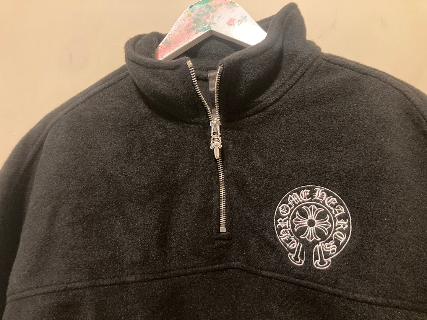 Chrome hearts quarter zip polar fleece sweatshirt