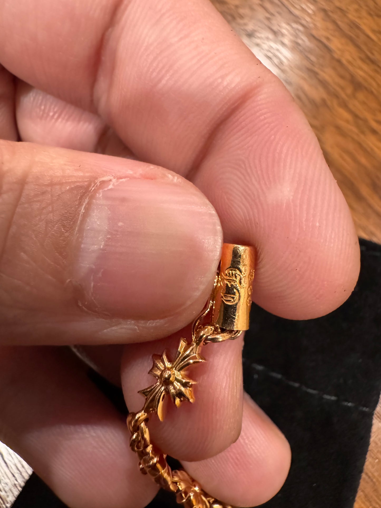 Chrome hearts tiny E 18K gold bracelet 11 link size 6.75inches