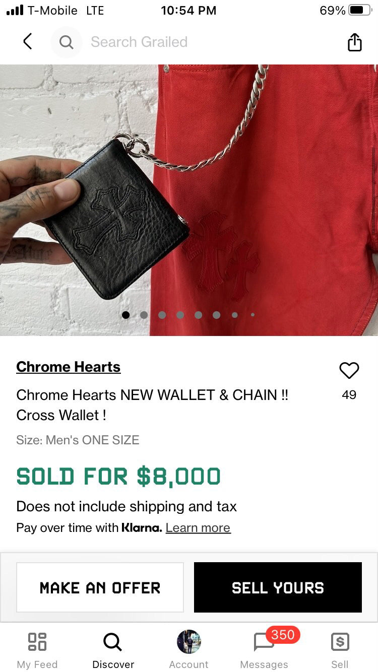 Chrome hearts cross wallet with chain